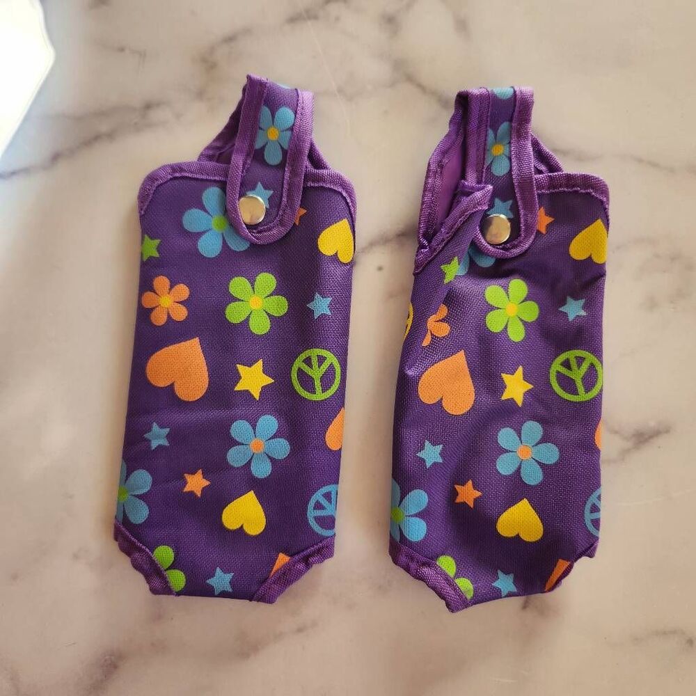 Girly hippie piece bright purple plum bottle insulator set of 2 travel accessori